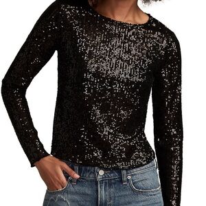 Abercrombie & Fitch Black Sequin Long Sleeve Top